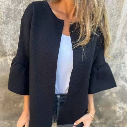 🌷Limited Time 51% OFF💞Women's Round Neck Flare Sleeve Short Jacket