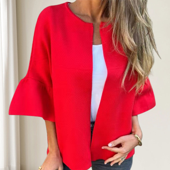 🌷Limited Time 51% OFF💞Women's Round Neck Flare Sleeve Short Jacket