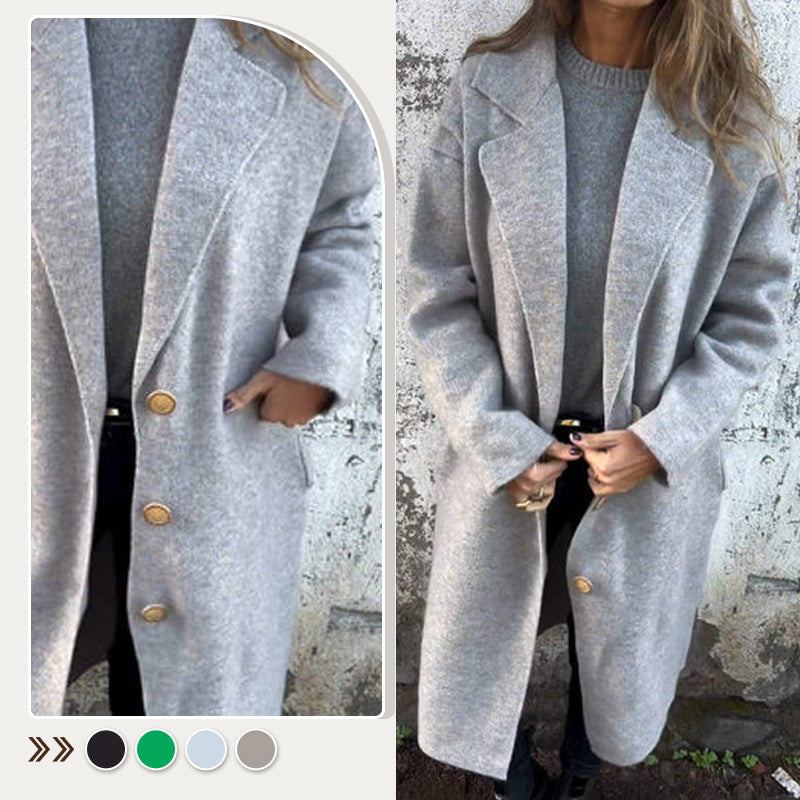 Long-sleeve Tweed Lapel Coat