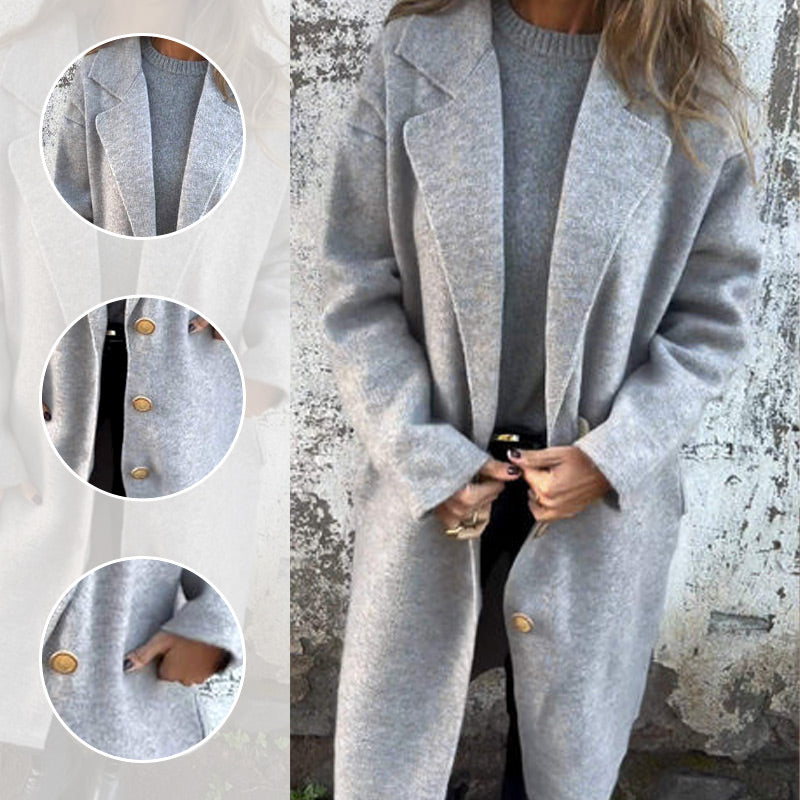 Long-sleeve Tweed Lapel Coat