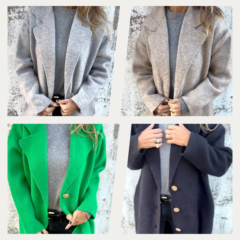 Long-sleeve Tweed Lapel Coat