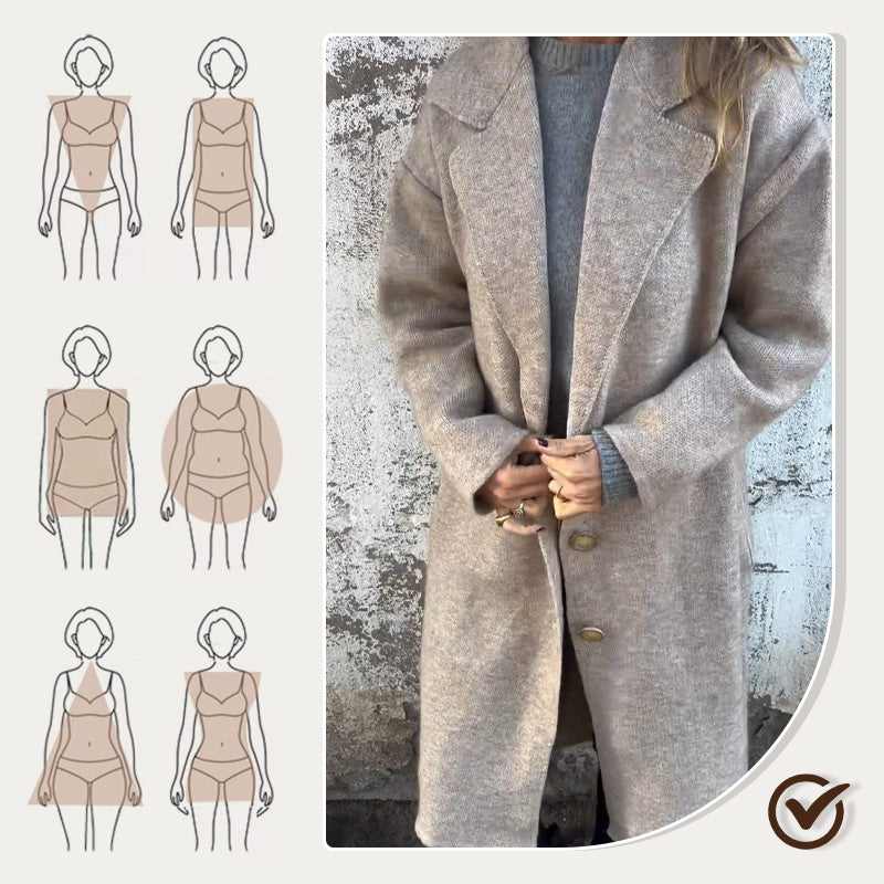 Long-sleeve Tweed Lapel Coat