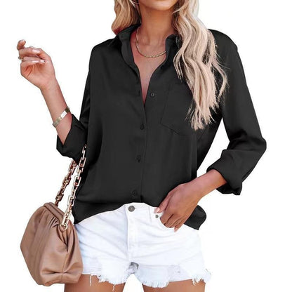 Women's Business Casual Lapel Long Sleeve Shirt