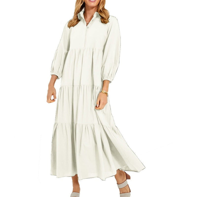 Women's Plus Size Casual Lapel Long Dress