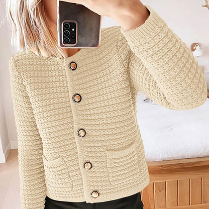 Cropped Button-Up Cardigan Sweater