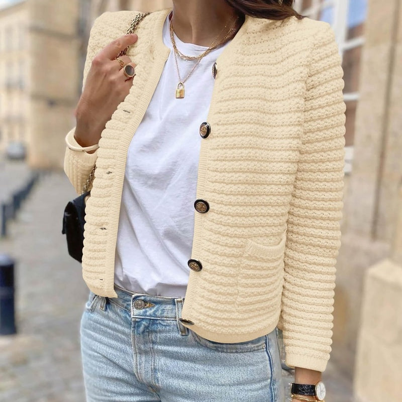 Cropped Button-Up Cardigan Sweater