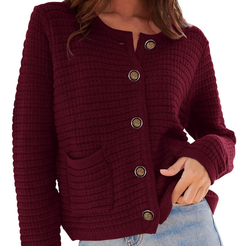 Cropped Button-Up Cardigan Sweater