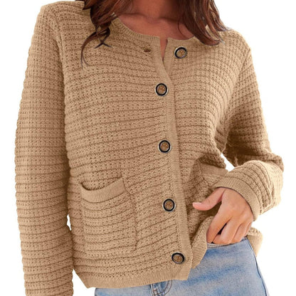 Cropped Button-Up Cardigan Sweater