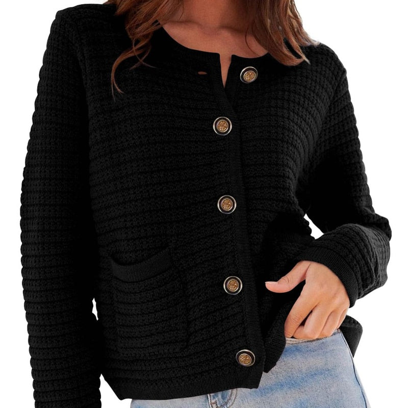 Cropped Button-Up Cardigan Sweater