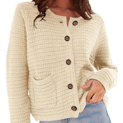 Cropped Button-Up Cardigan Sweater