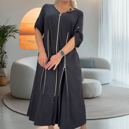 Women's Fashion Zipper Front Long Dress