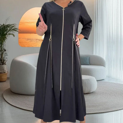 Women's Fashion Zipper Front Long Dress