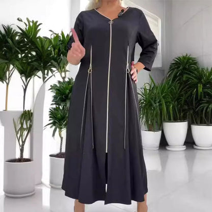 Women's Fashion Zipper Front Long Dress