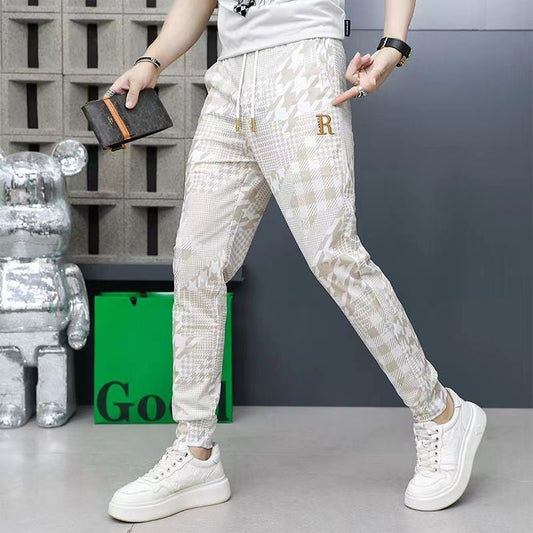 Men’s Slim Fit Printed Jogger Pants with Drawstring