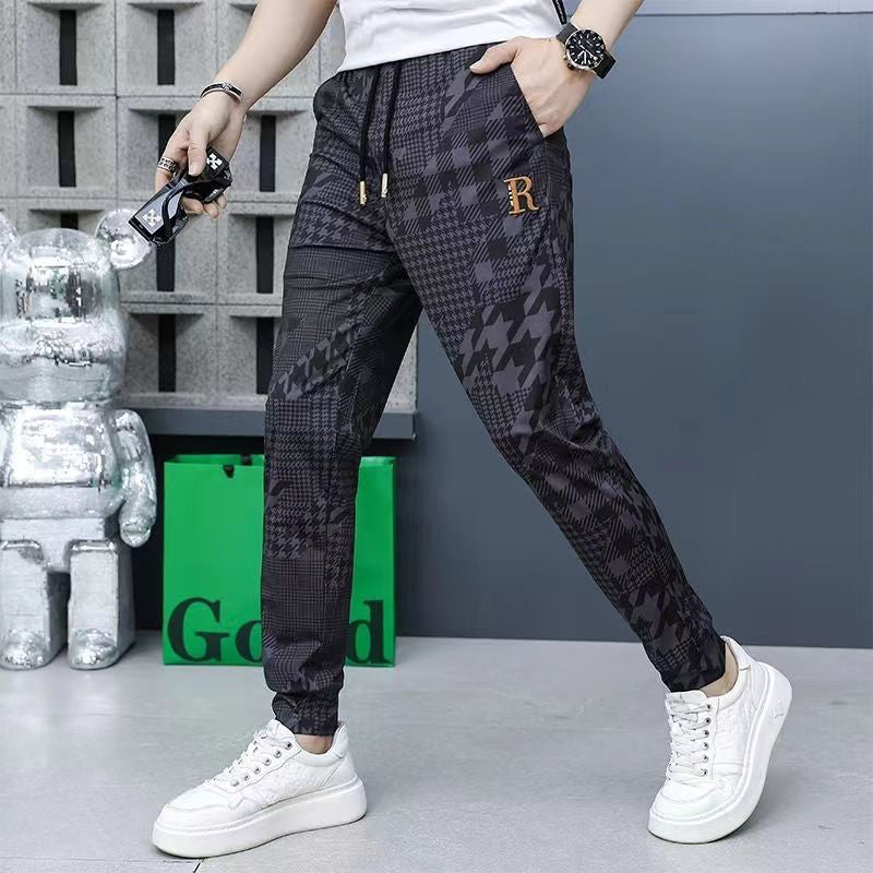 Men’s Slim Fit Printed Jogger Pants with Drawstring