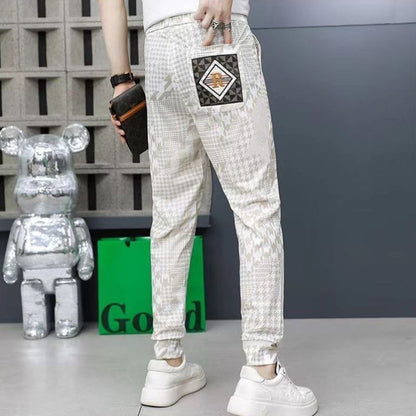 Men’s Slim Fit Printed Jogger Pants with Drawstring