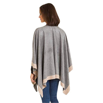 Women's Elegant Color Block Poncho Wrap for Fall & Winter