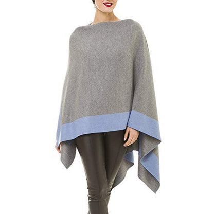 Women's Elegant Color Block Poncho Wrap for Fall & Winter