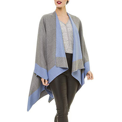 Women's Elegant Color Block Poncho Wrap for Fall & Winter