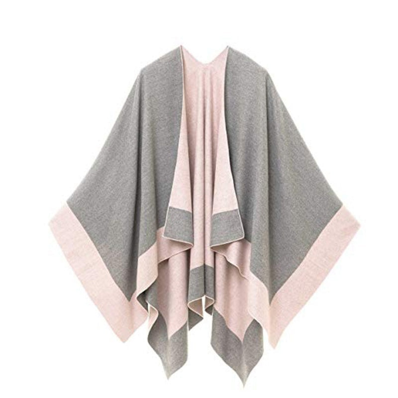 Women's Elegant Color Block Poncho Wrap for Fall & Winter