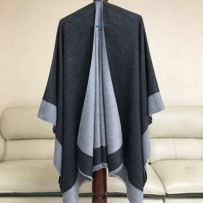 Women's Elegant Color Block Poncho Wrap for Fall & Winter