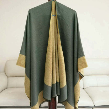 Women's Elegant Color Block Poncho Wrap for Fall & Winter