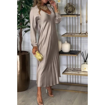 Women's Elegant Glossy Maxi Dress