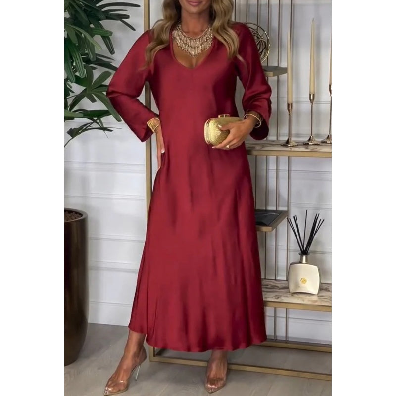 Women's Elegant Glossy Maxi Dress