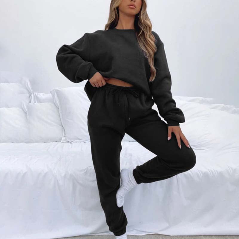 Women's Cozy Solid Color 2-Piece Set