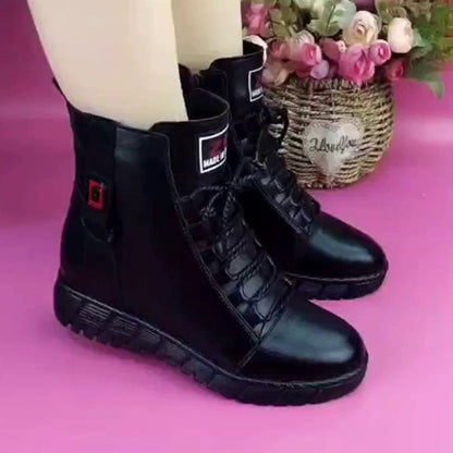 Soft leather waterproof velvet boots