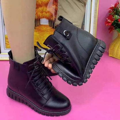 Soft leather waterproof velvet boots