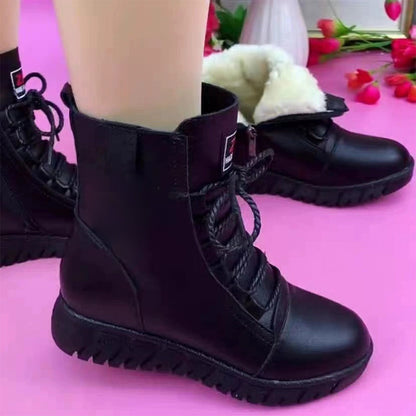 Soft leather waterproof velvet boots