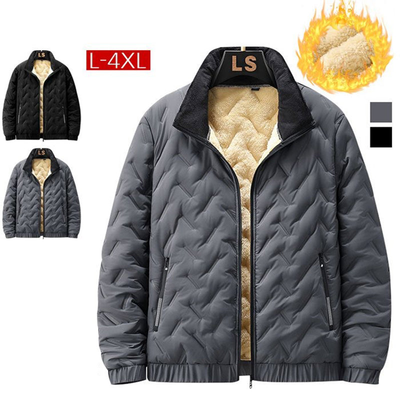 Men's Quilted Winter Jacket with Faux Fleece Lining