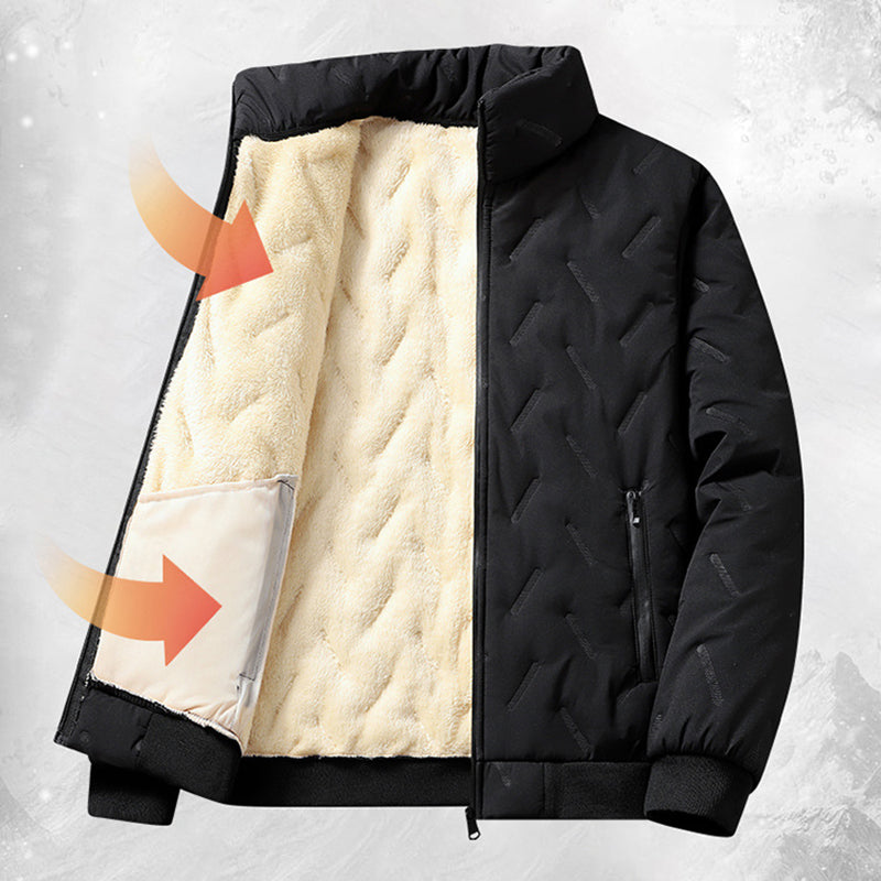 Men's Quilted Winter Jacket with Faux Fleece Lining