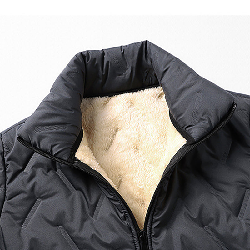 Men's Quilted Winter Jacket with Faux Fleece Lining