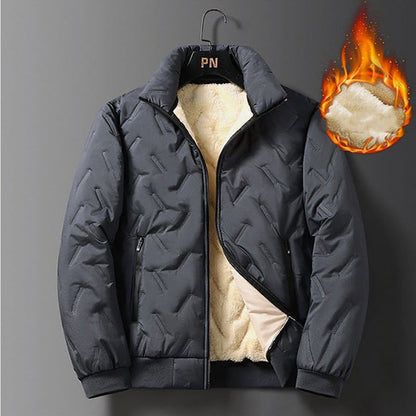 Men's Quilted Winter Jacket with Faux Fleece Lining