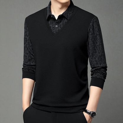 Men's Faux 2-Piece Long Sleeve Shirt