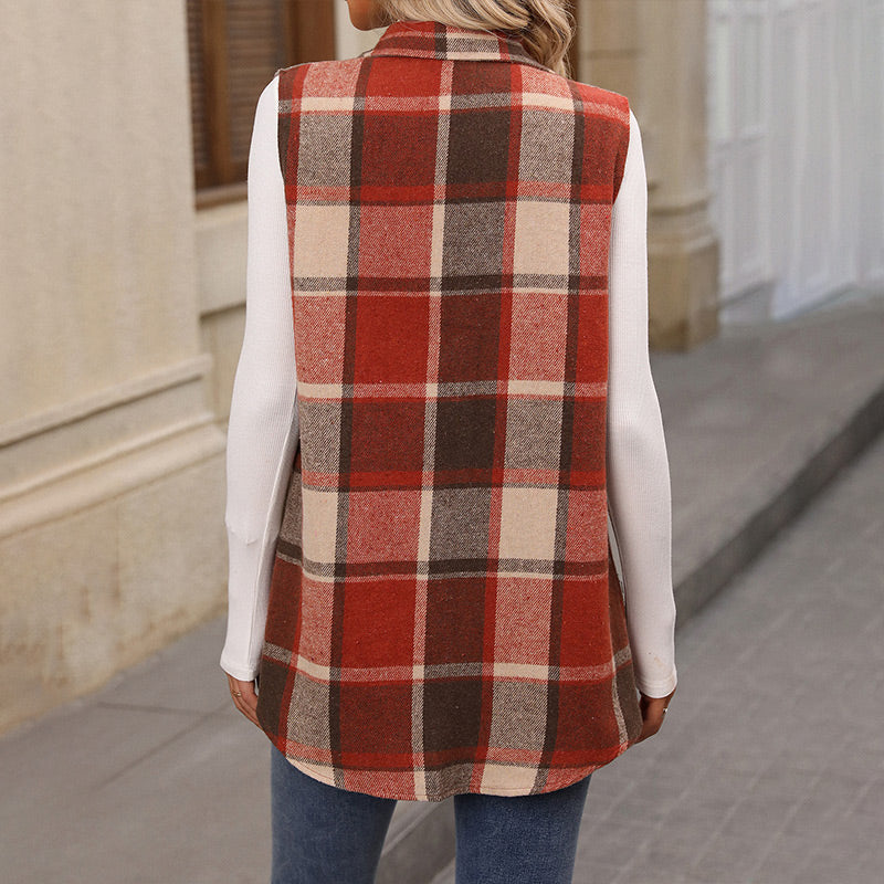 Women’s Button-Down Plaid Vest