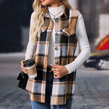 Women’s Button-Down Plaid Vest