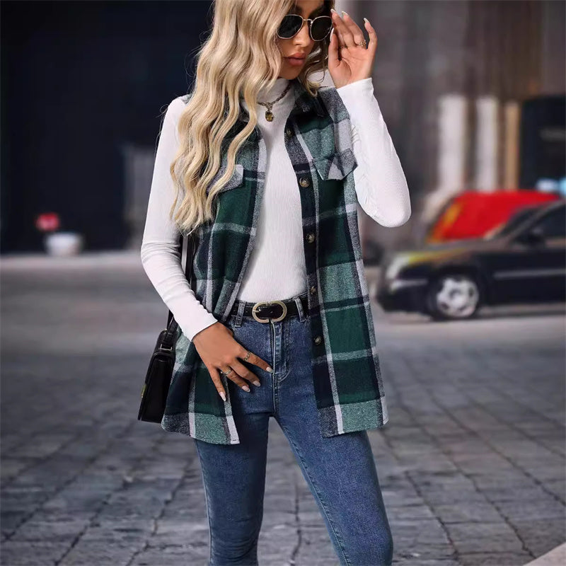 Women’s Button-Down Plaid Vest