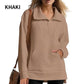 Women’s Casual Half-zip Lapel Pullover Tops with High-low Hem