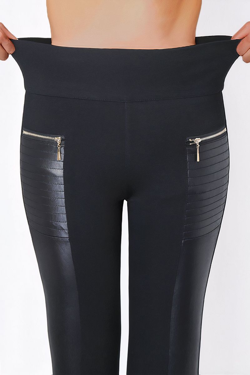 🏆FAUX LEATHER PANTS WITH CONTRASTING TRIM AND ZIP