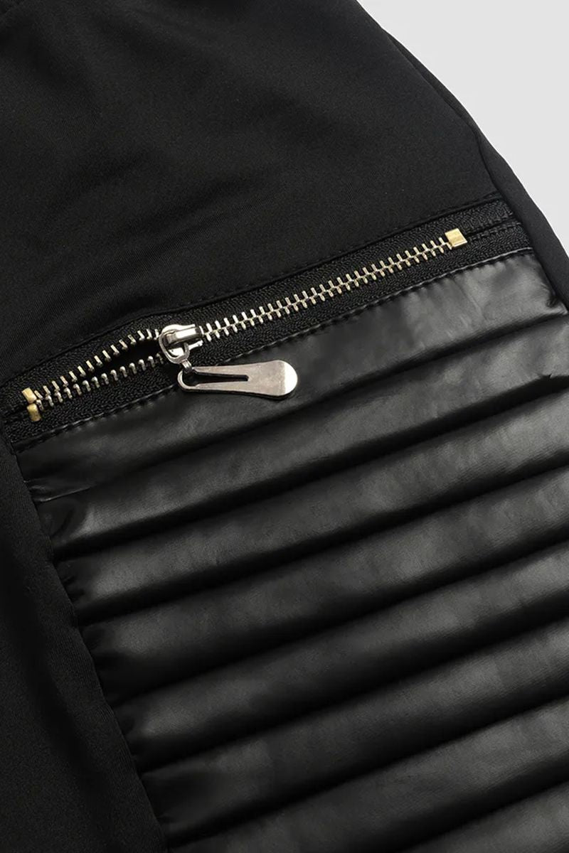 🏆FAUX LEATHER PANTS WITH CONTRASTING TRIM AND ZIP