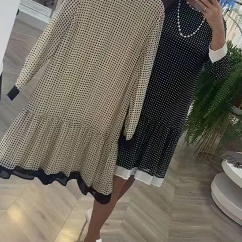 💖Limited time 50% OFF💖Women’s Elegant Round-neck Long-sleeve Polka Dot Dress