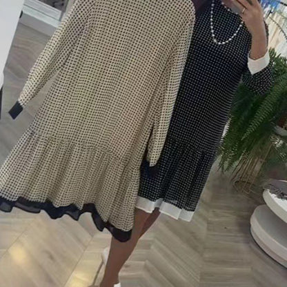 💖Limited time 50% OFF💖Women’s Elegant Round-neck Long-sleeve Polka Dot Dress