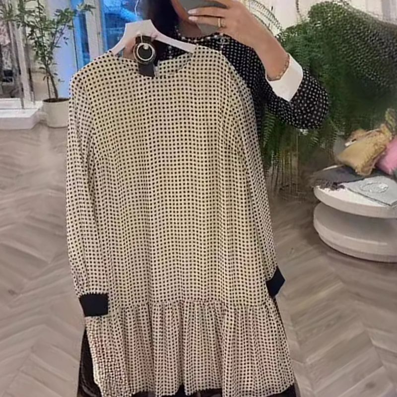 💖Limited time 50% OFF💖Women’s Elegant Round-neck Long-sleeve Polka Dot Dress