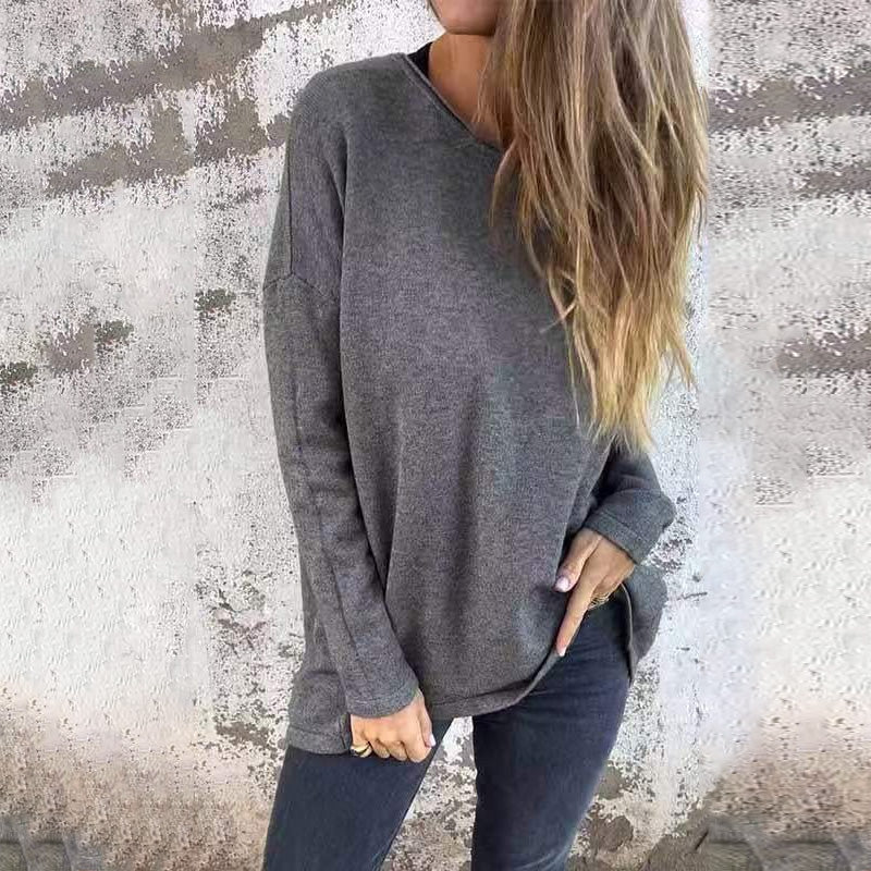 🌹Women's Solid Round Neck Long Sleeve Tops