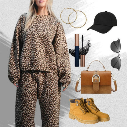 🎅Early Xmas Sales 🎁Stylish Leopard Print Top & Pants Set