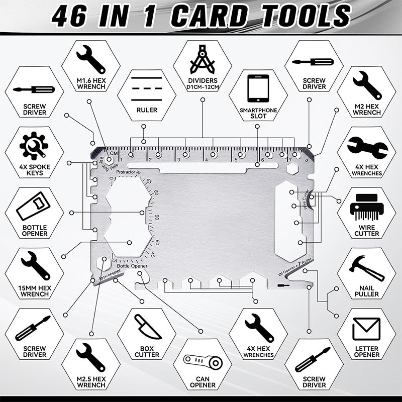 46 in 1 Metal Stainless Steel Survival Pocket Multitool