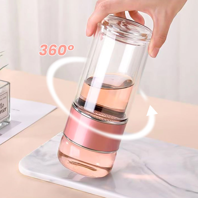 Premium Double Wall Tea & Water Separation Glass Bottle